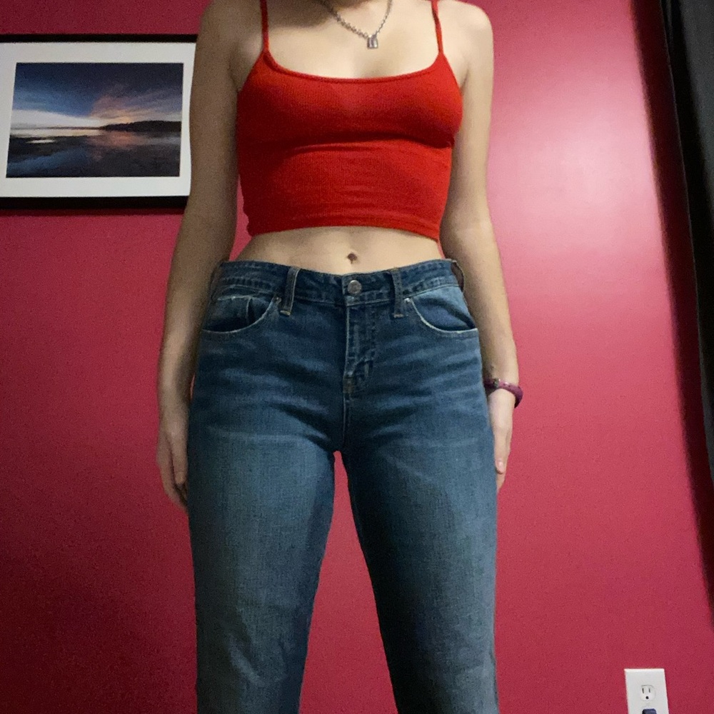 Straight pants with cute flower design on bottom